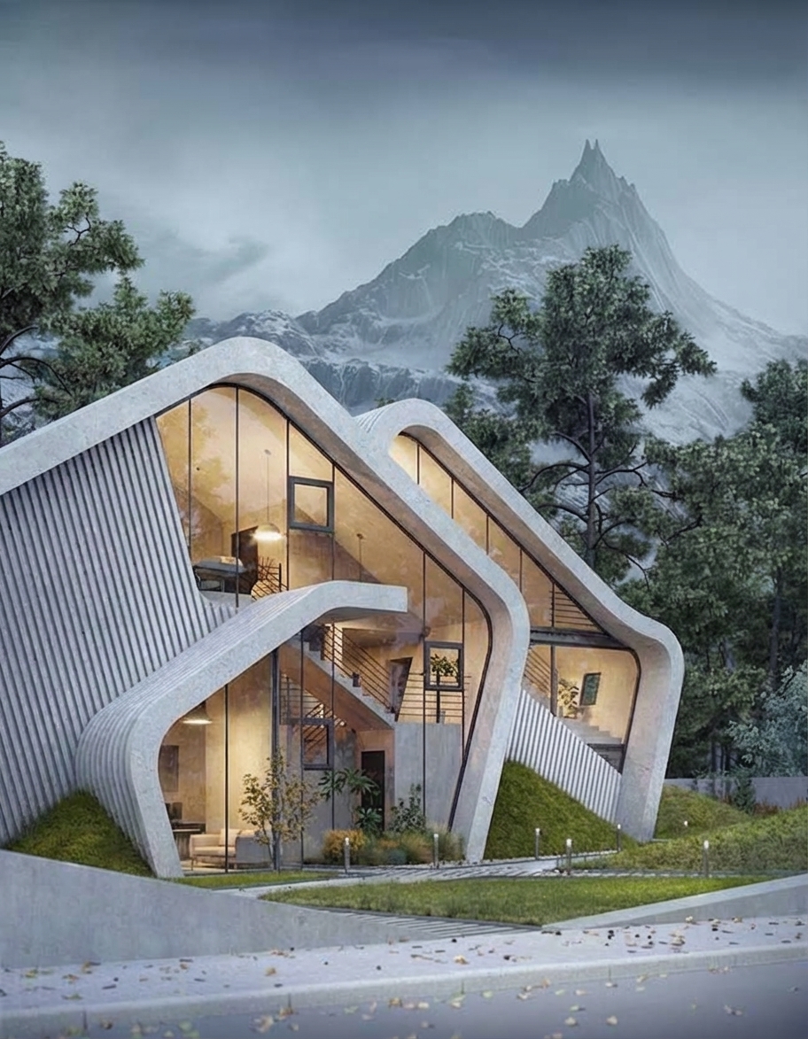Organic Modern House Curved Architecture